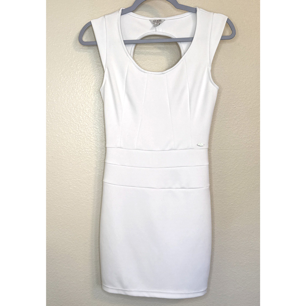 Guess White Bodycon Mini Dress Petite Small Keyhole Back